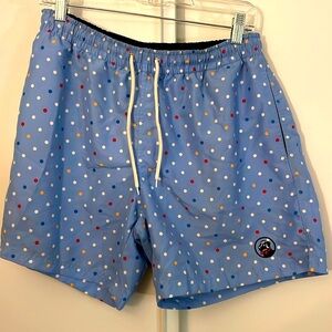 Southern Proper Blue Red White Yellow Polka Dot Mens Swim Trunks Size Medium